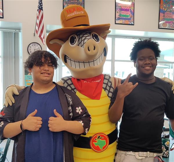 students with andy the armadillo